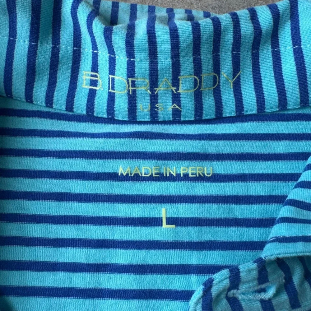 RARE B. Draddy Tommy Polo Size L Stripe Pima Cotton The Ocean Course Kiawah Logo - Picture 5 of 8